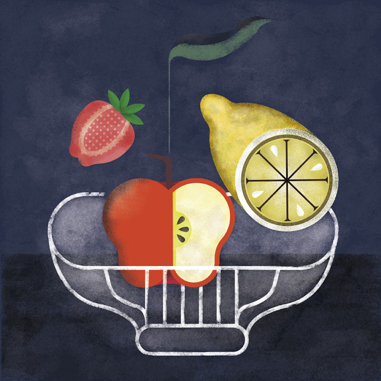 01-Ilustracion-frutas-limon-fresa-manzana