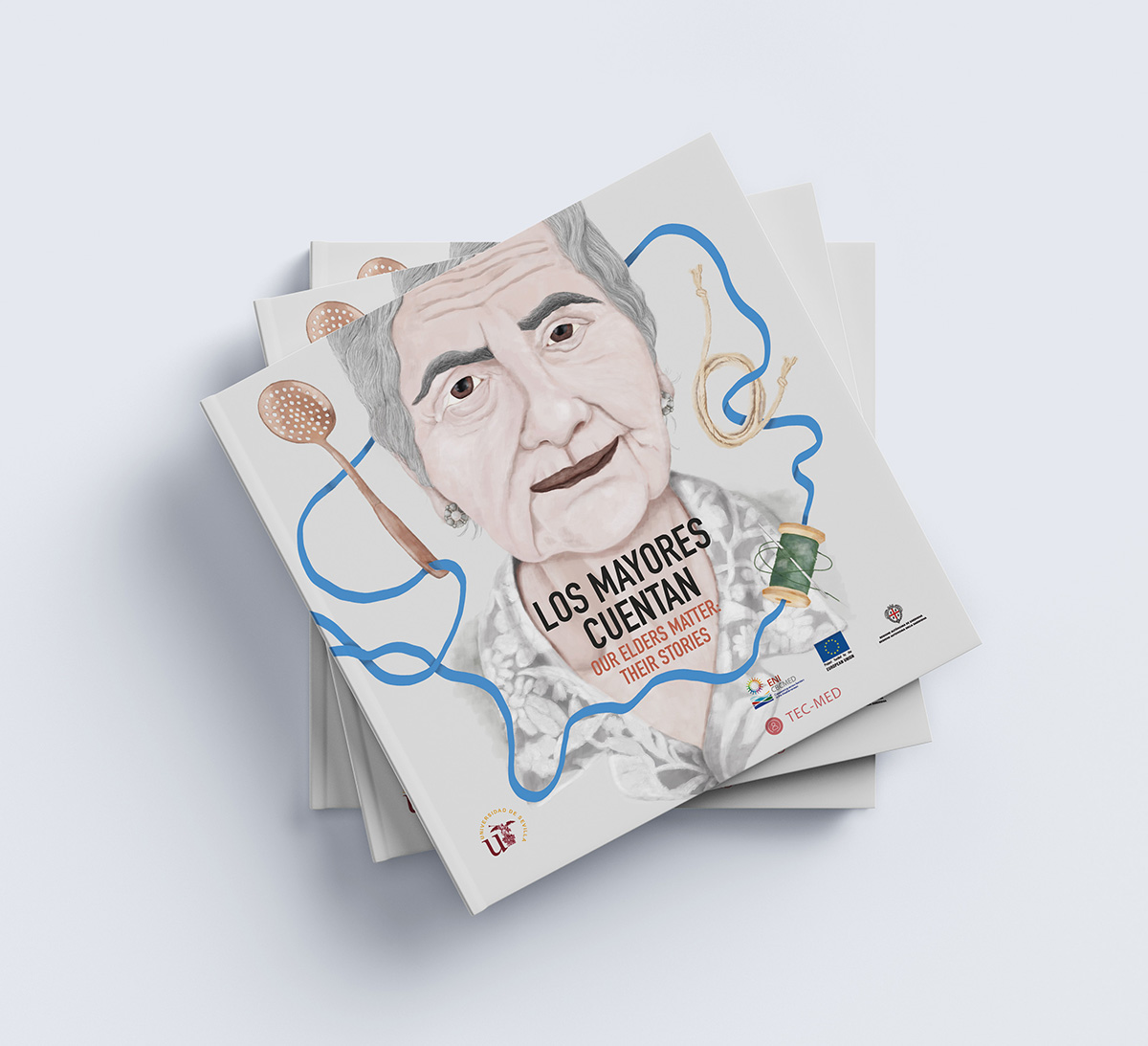 Ilustración de portada para cuentos de adultos con retrato de anciana