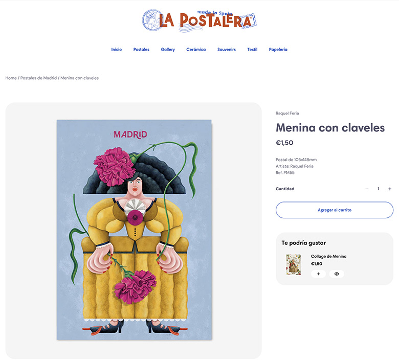 Ilustración editorial de Menina para tarjeta postal del proyecto La Postalera