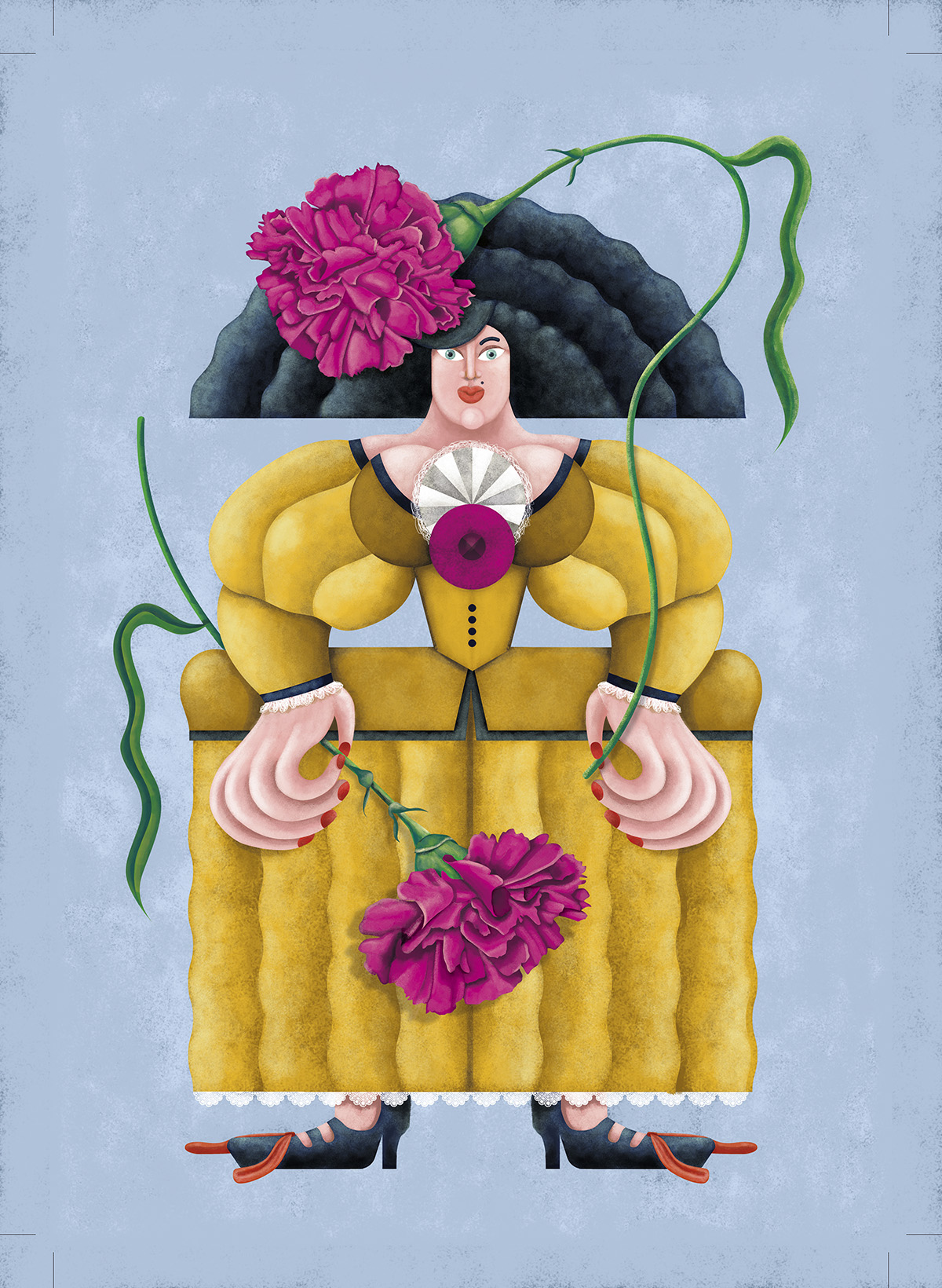 Ilustración digital de Menina para tarjeta postal de recuerdo