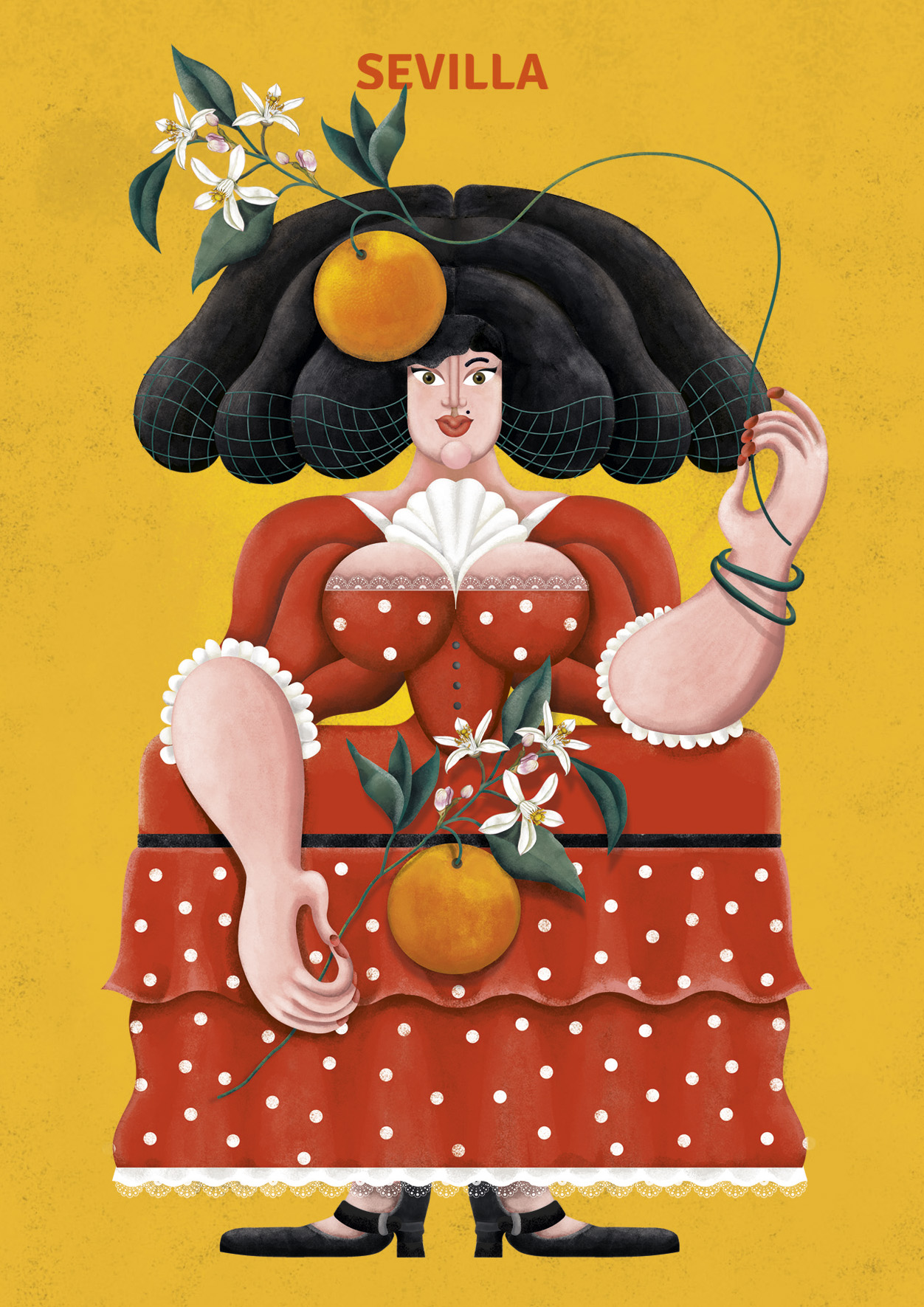 Ilustración digital de Menina para tarjeta postal de recuerdo