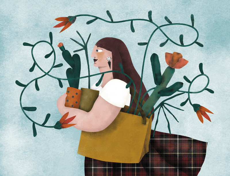 Woman with plants illustration