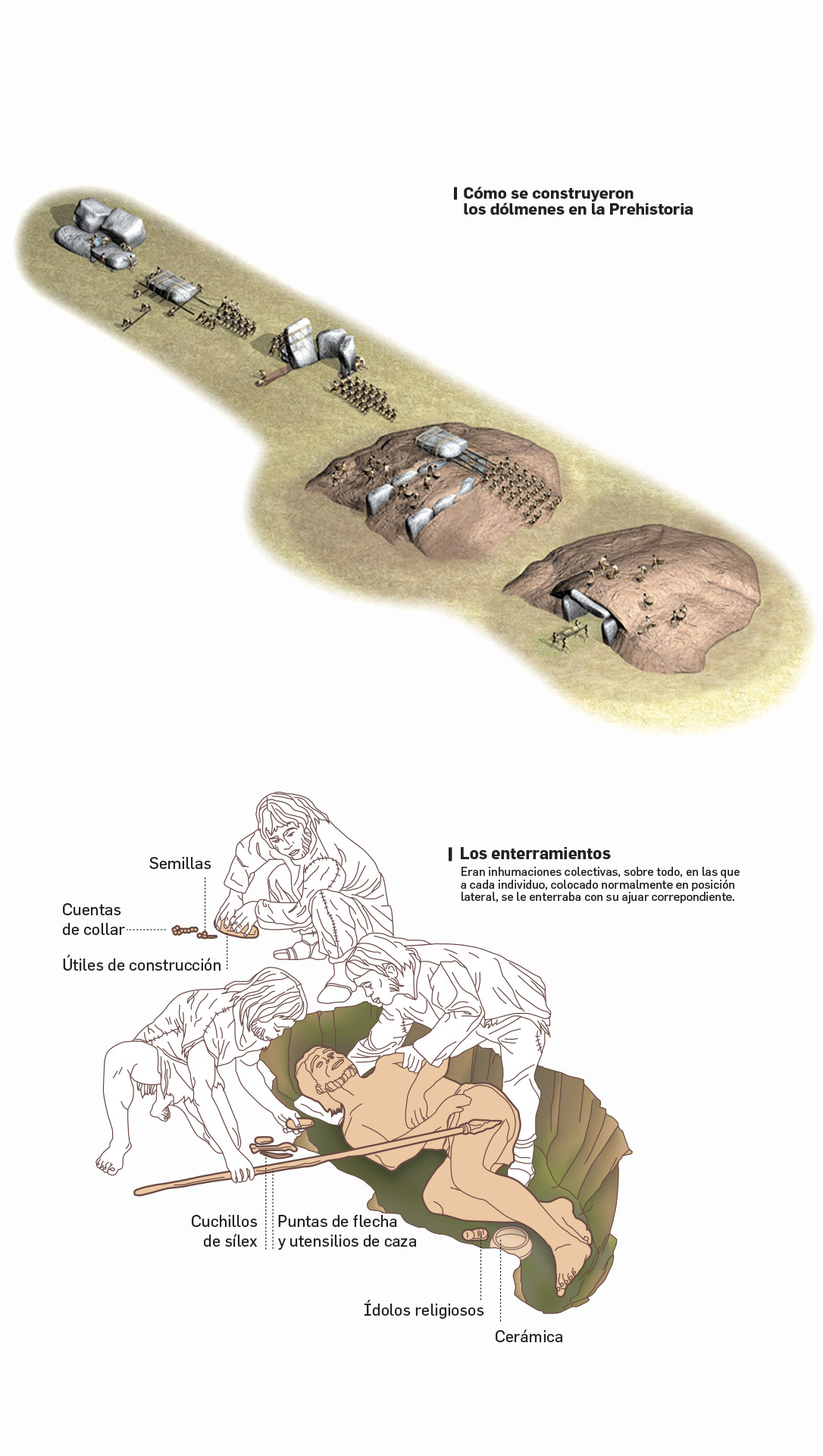 Infographic and data visualization of a dolmen construction