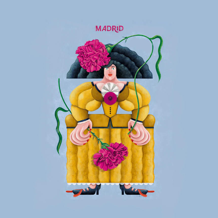 Ilustración digital de Menina para tarjeta postal