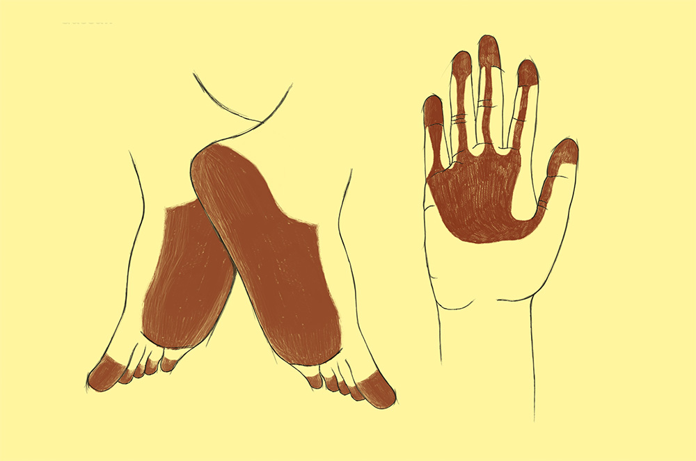 Illustration of henna tattoo on hands and feet