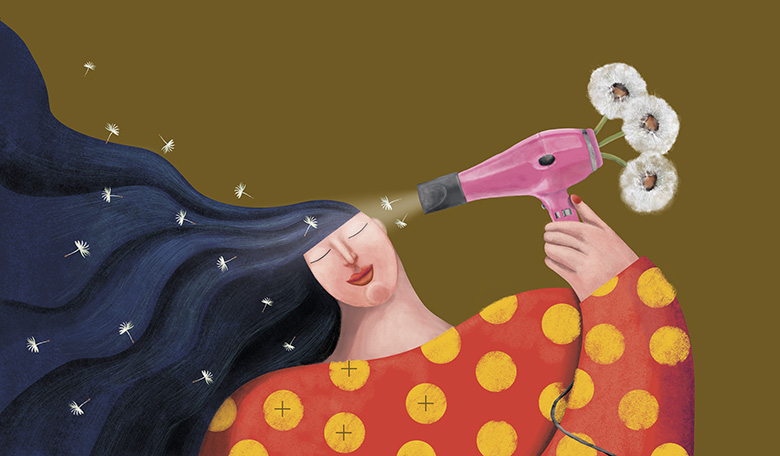 Ilustración editorial para la memoria de sostenibilidad de Ecolec sobre electrodomésticos y plantas