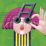 Ilustración de mujer melómana, amante de la música